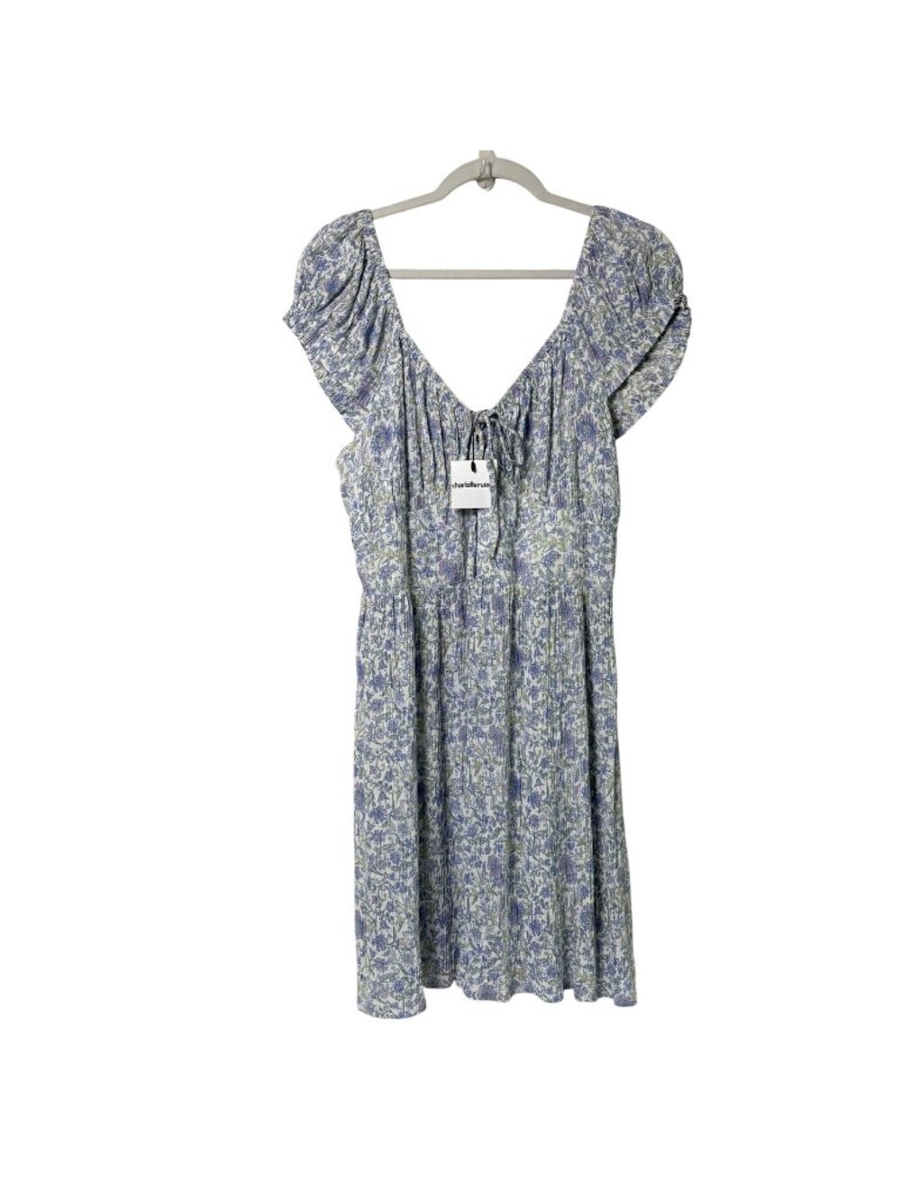 Charlotte Russe Mini Dress Size L Purple White Floral Babydoll Milkmaid‎ Y2K NWT